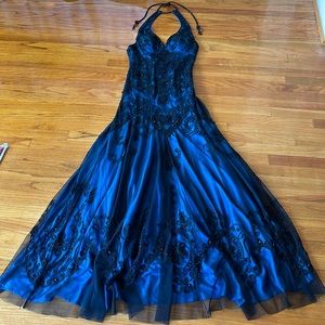 Formal beaded long halter style dress